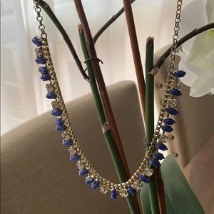 J. Crew royal blue and crystal adjustable necklace